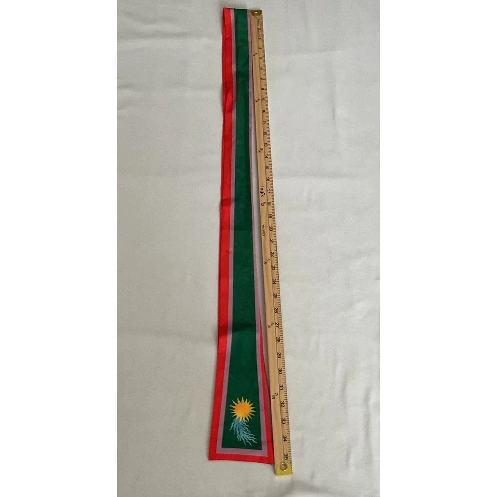 Vintage Scarf Red Green Heart Eye Sun Art Print Pink Border Boho Statement